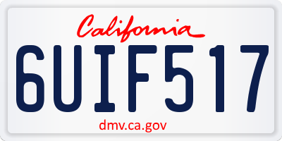 CA license plate 6UIF517