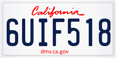 CA license plate 6UIF518