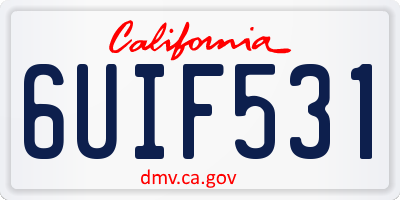 CA license plate 6UIF531