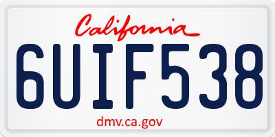 CA license plate 6UIF538
