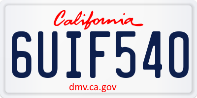 CA license plate 6UIF540