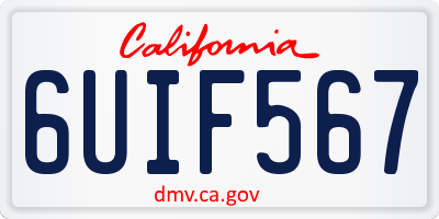CA license plate 6UIF567