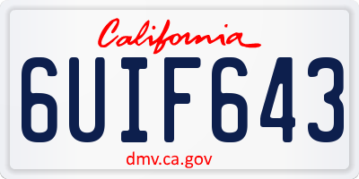 CA license plate 6UIF643