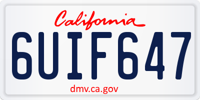 CA license plate 6UIF647