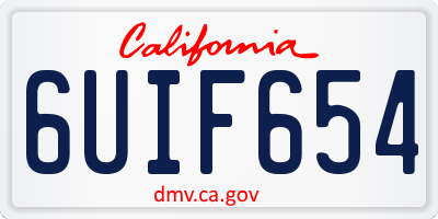 CA license plate 6UIF654