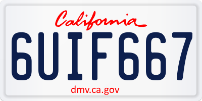 CA license plate 6UIF667