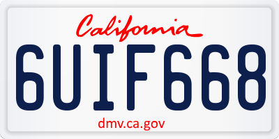 CA license plate 6UIF668