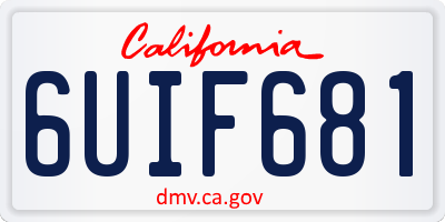 CA license plate 6UIF681