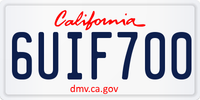CA license plate 6UIF700
