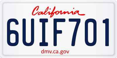 CA license plate 6UIF701