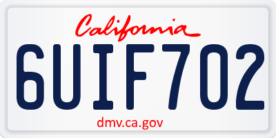 CA license plate 6UIF702