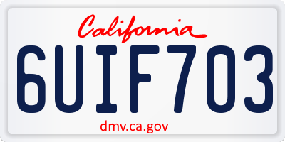 CA license plate 6UIF703