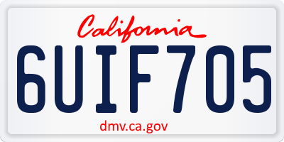 CA license plate 6UIF705