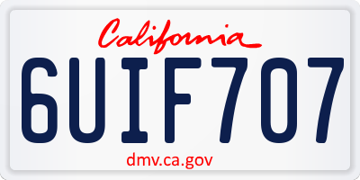 CA license plate 6UIF707