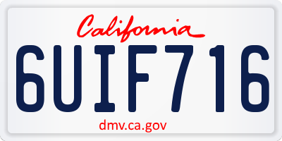 CA license plate 6UIF716