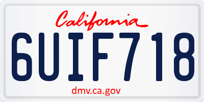 CA license plate 6UIF718