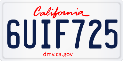 CA license plate 6UIF725