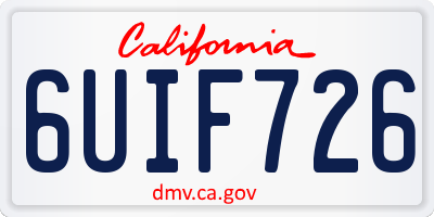 CA license plate 6UIF726