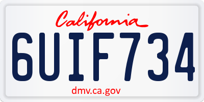 CA license plate 6UIF734