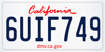 CA license plate 6UIF749