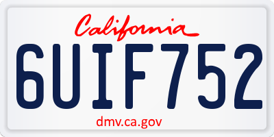 CA license plate 6UIF752