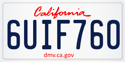 CA license plate 6UIF760