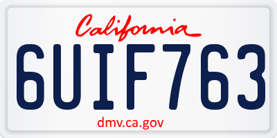 CA license plate 6UIF763