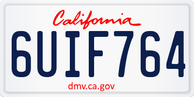 CA license plate 6UIF764