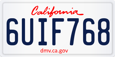 CA license plate 6UIF768