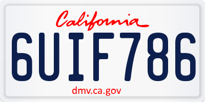 CA license plate 6UIF786