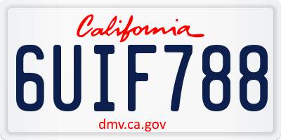 CA license plate 6UIF788