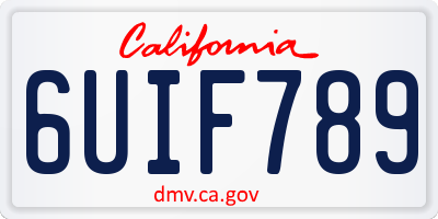 CA license plate 6UIF789