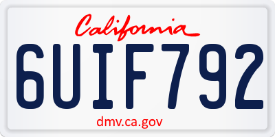 CA license plate 6UIF792