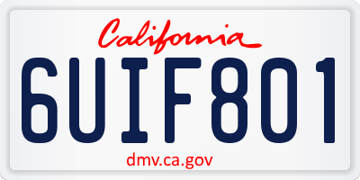 CA license plate 6UIF801