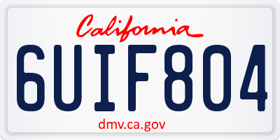 CA license plate 6UIF804