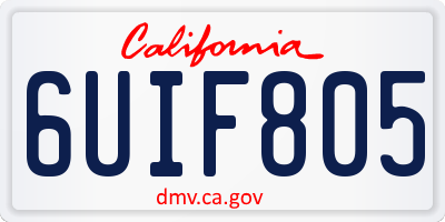 CA license plate 6UIF805