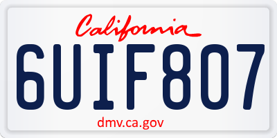 CA license plate 6UIF807