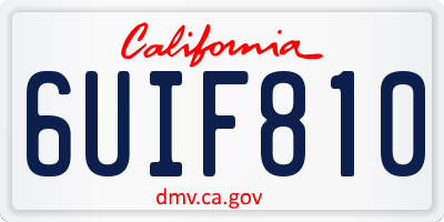 CA license plate 6UIF810