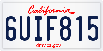 CA license plate 6UIF815