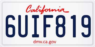 CA license plate 6UIF819