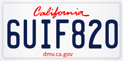 CA license plate 6UIF820