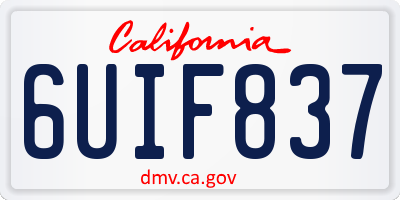 CA license plate 6UIF837