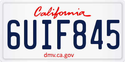 CA license plate 6UIF845