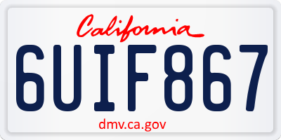 CA license plate 6UIF867