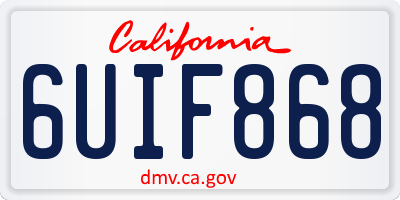 CA license plate 6UIF868