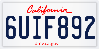CA license plate 6UIF892