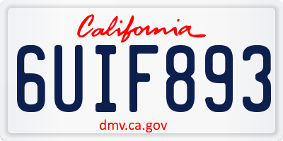 CA license plate 6UIF893