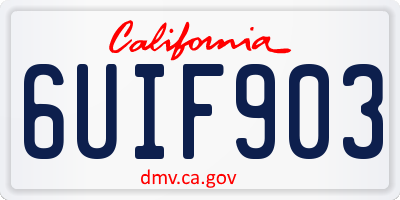 CA license plate 6UIF903