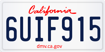 CA license plate 6UIF915