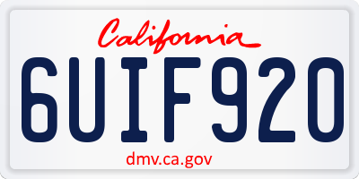 CA license plate 6UIF920